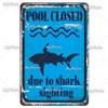 MyPlate Vintage Warning Shark Sea Beach Poster Metal Sign Plate Tin Sign Wall Crafts Decor For Home Plaque Decoration Gift