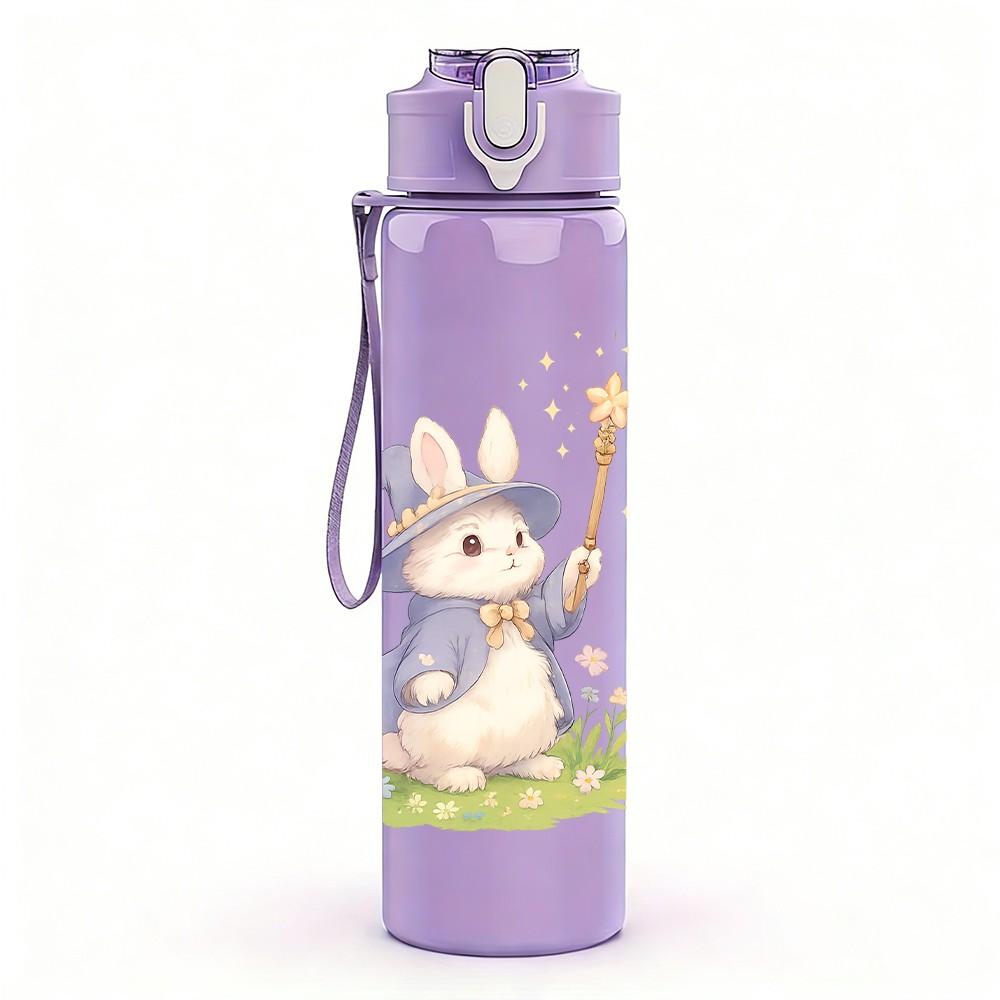1PC Wizard Easter Bunny 750ml Color Plastic Sports Water Bottle Leakproof Flip Straw Lid Suitable for Sports Office Home Use