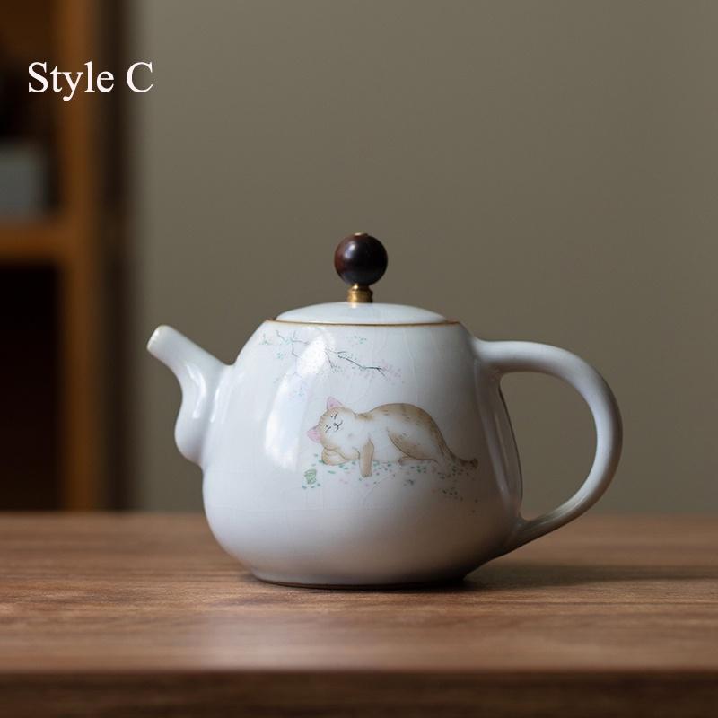 280ml Ru Kiln Teapot Can Be Nurtured and Cracked Ceramic Kung Fu Tea Set