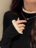 Korean Style Semi-High Neck Lace Patchwork Shirt - Women's Long Sleeve Autumn/Winter Top