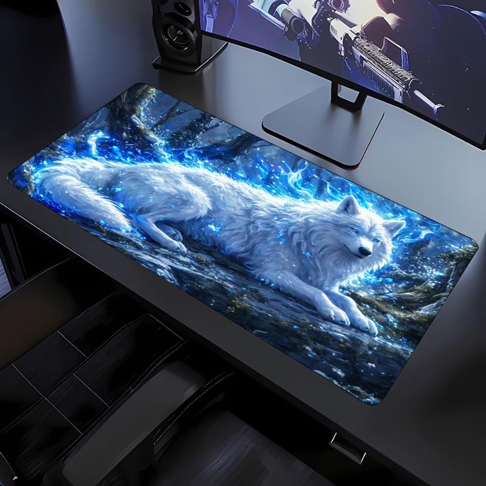Mystical Galaxy Wolf Fantasy Art Non‑Slip Rubber Mouse Pad Smooth Desk Mat For Accurate Mouse Control Gaming Laptop Desktop Use