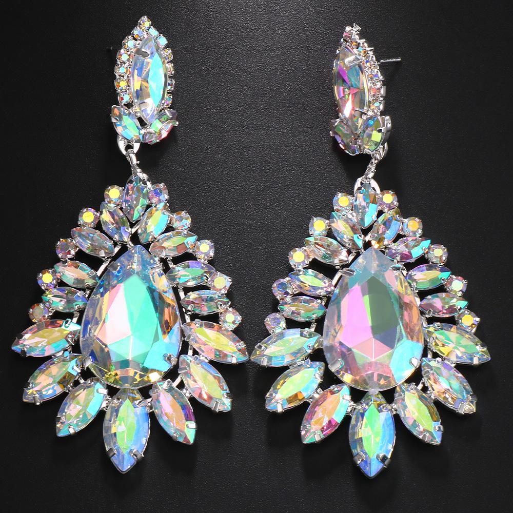 Stonefans Glänzende Wassertropfen Strass Ohrringe Accessoires Trendige Damen AB Farbe Kristall Stecker Ohrringe Piercing Schmuck