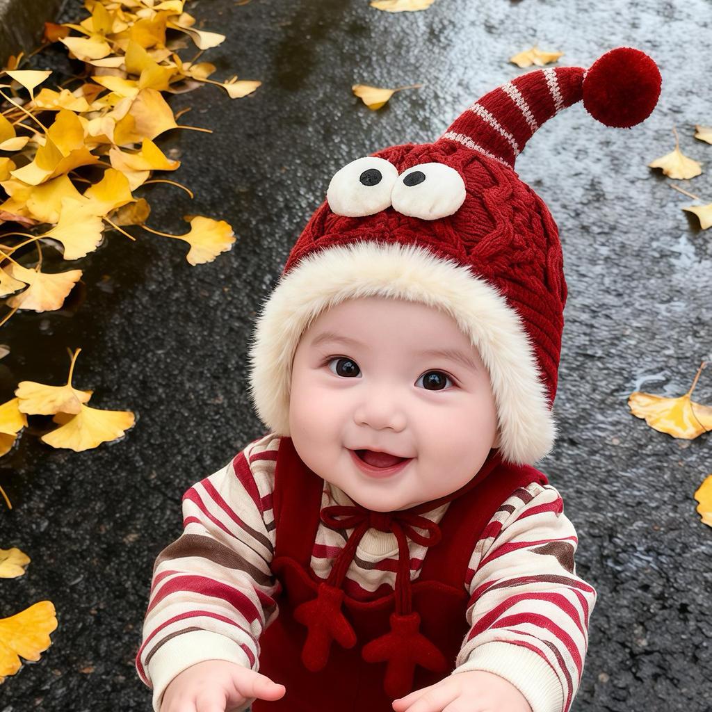 Unisex Children's Knit Wool Hat with Ear Protection - Autumn/Winter, Windproof and Plush