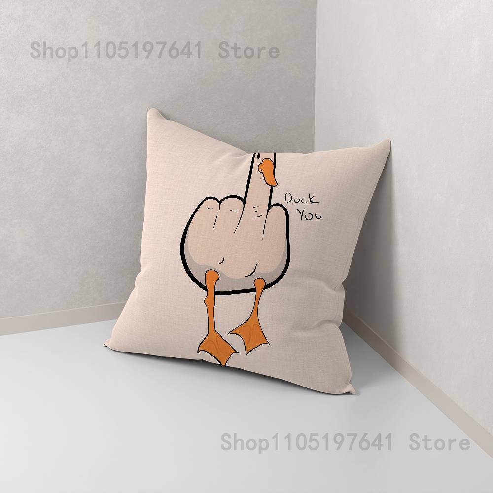 Funny D-DucK Goose meme Anime Celebrity Merchandise All-Match Printed Pillow Case Sofa Car Office Room Decoration Protector