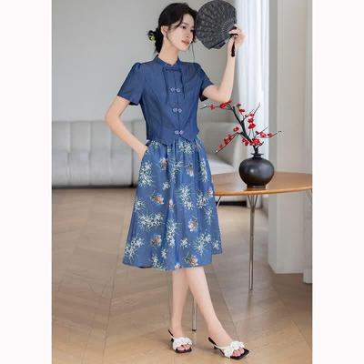 D.F.DEAR New Chinese Style Floral Two-Piece Set
