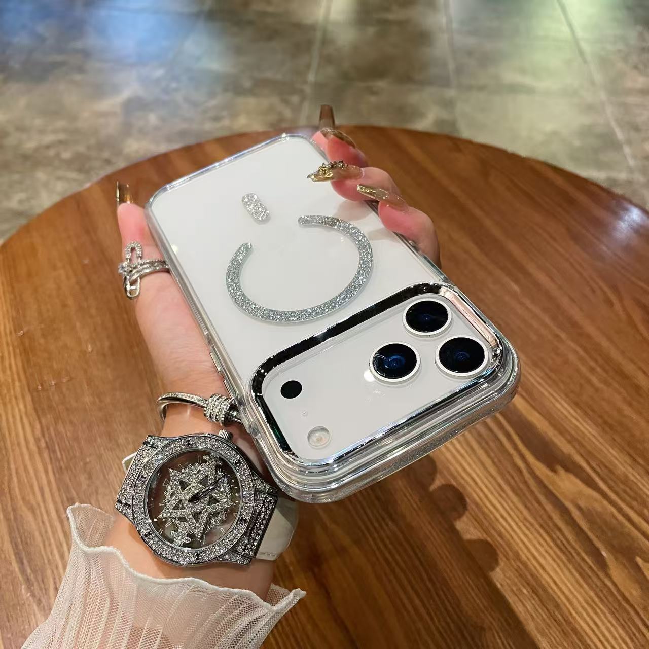 

Sparkling Transparent For Magsafe Magnetic Wireless Charging Case for iPhone 17 16 15 14 13 12 Pro Max Shock Protection Cover For iPhone 12
