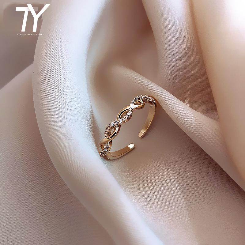 

2020 new fashion geometric woven twist open rings Korean classic copper alloy female jewelry girlfriends gift accessories ring 17