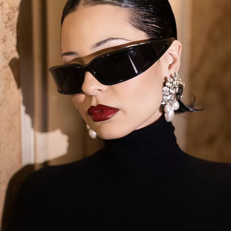 Y2k Outdoor Sunglasses Sports Narrow Frame Cycling Sunglasses Fashion Curved Trendy Sunglasses 66304