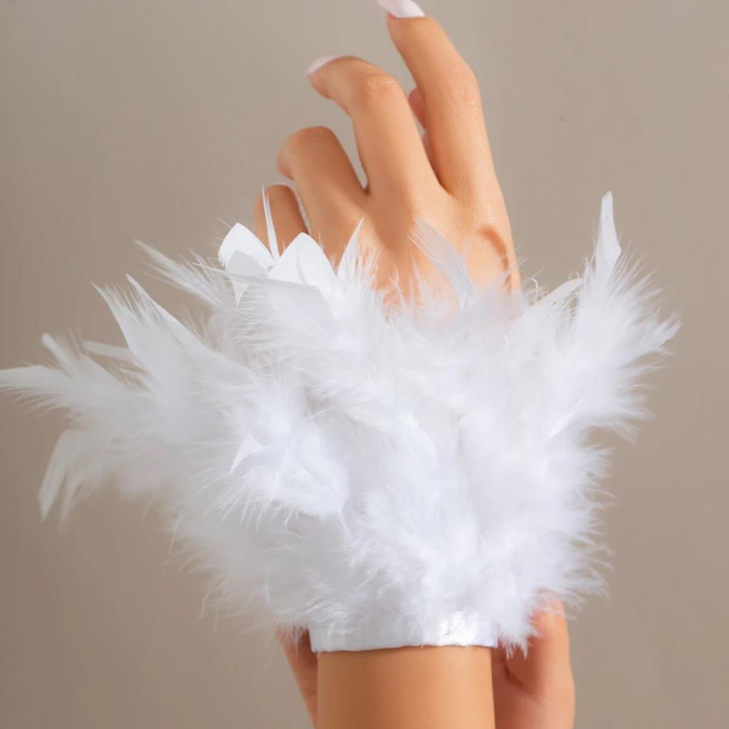 Elegant Trendy Multilayer White Natural Feather Bracelet for Women Korean Fashion Adjustable Bangles Y2K Jewelry Accessories New