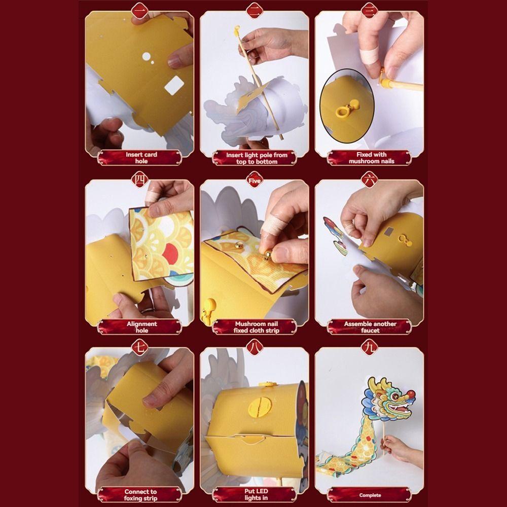 Luminous Toys Mid-Autumn Dragon Dance Lantern DIY Craft Handheld Dragon Lantern  Children's Toys