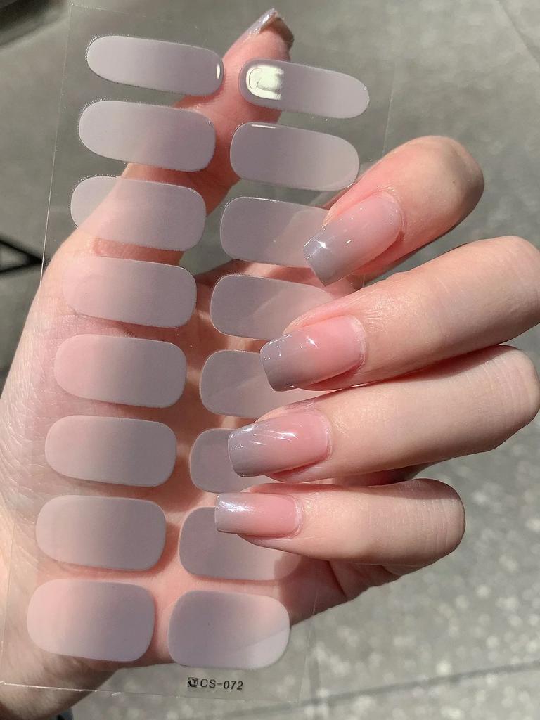 2025 Semi-cured Gel Nail Stickers Solid Color Nail Semi-baked Tips Full UV Nail Need Decals Paste Lamp N0R7