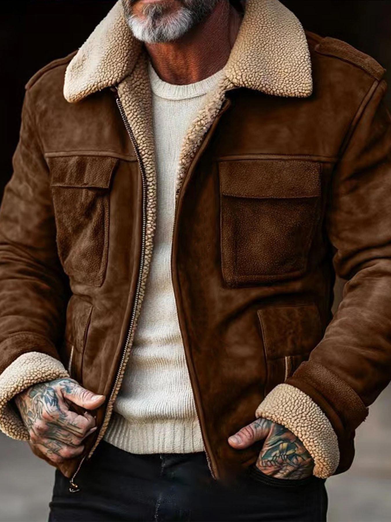 

2026 Retro Men s Lapel Jacket: European & American Style for Autumn/Winter Double Extra Large
