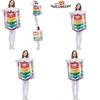 Vibrant Cream Layered Cake Cosplay Costume Unisex Rainbow Themed Outfit For Parties