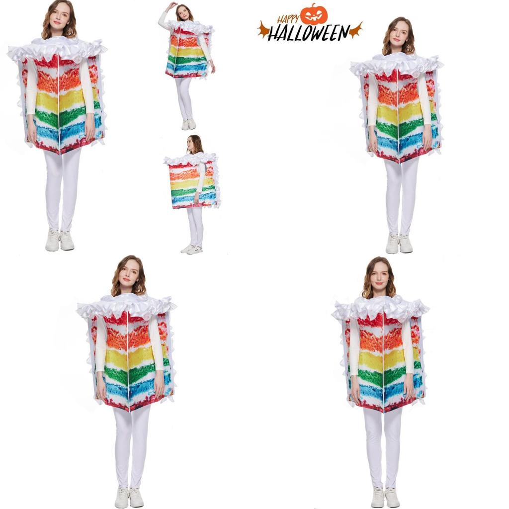 Vibrant Cream Layered Cake Cosplay Costume Unisex Rainbow Themed Outfit For Parties