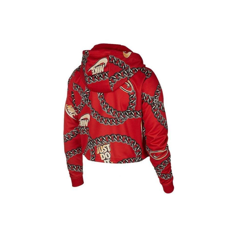 Nike Chain Pattern Full Print Hoodie Women Hoodies Red CJ6306-657
