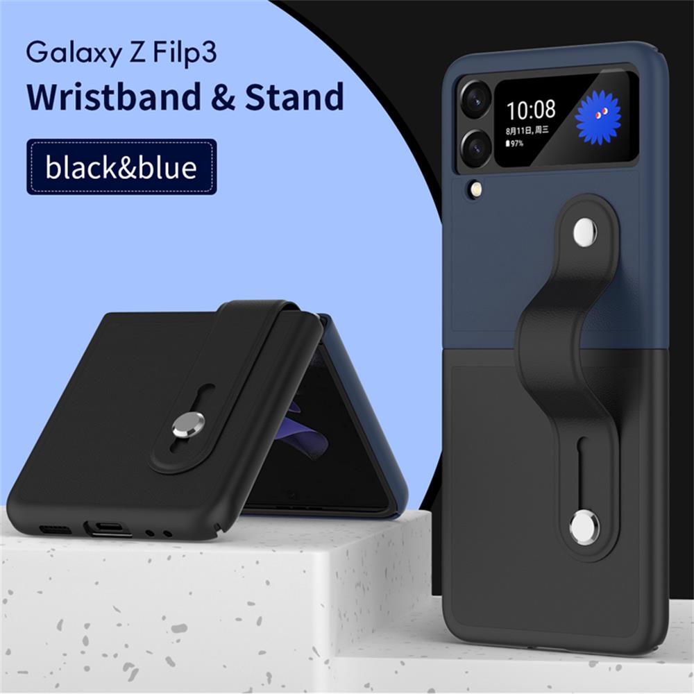 Für Samsung Galaxy Z Flip 3 4 Hülle Luxus Leder Einziehbare Handschlaufe Klappbare Stoßfeste Hülle Für Samsung Zflip4 Flip3 Hülle