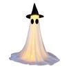 Halloween Ghost Decoration with LED Light Large White Scary Light Up Ghost with Witch Hat for Outdoor Front Porch Yard Garden Lawn Home Decor