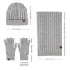 Womens Ladies Thick Knit Hat Scarf AND Touchscreen Gloves Set Knitted Winter
