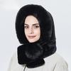 Pălărie de toamnă și iarnă pentru femei, eșarfă caldă, eșarfă plușată, pălărie pulover integrată, protecție pentru urechi, rezistentă la vânt, pălărie Lei Feng pentru călărie