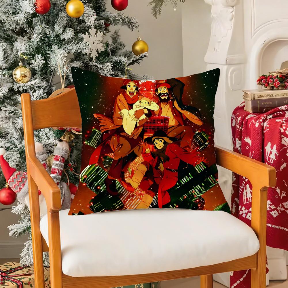 Christmas Movies T-Tokyo Godfathers Second Pillow Case Silky Short Plush With Invisible Zipper Dustproof Sofa Cushion Cover