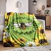 1pc Bee Sunflower Blanket, Lightweight Flannel Throw Blanket for Sofa, Bed, Travel, Camping, Living Room, Office, Couch, Chair, A0922074