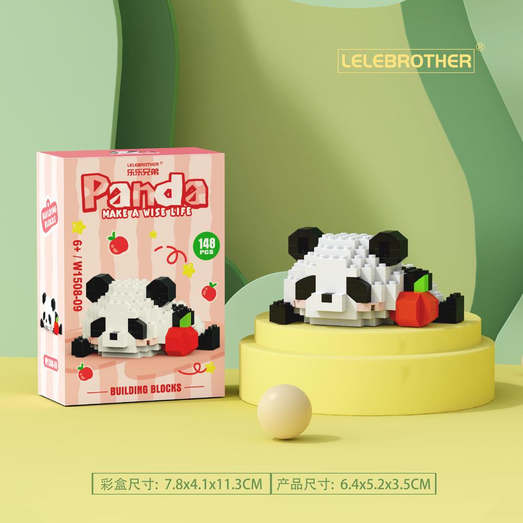 New cartoon building blocks cute pandas flowers, menglan dolls puzzle building blocks Table ornaments boys girls birthday gifts