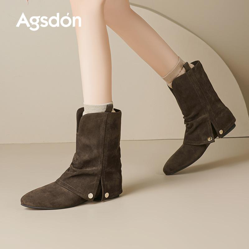 Augustine Western Cowboy Boots Women's 2025 New Autumn Pointed Maillard Skinny Boots Retro Pants Short Boots