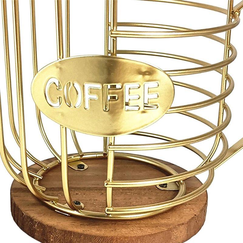 Coffee Pod Holder Coffee Pod Basket Wire Coffee Pod Storage Wooden Base Organizer For Kitchen Family Countertop Pod