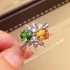 Adjustable Gem Zircon & Tourmaline Ring: Luxury Women's Colored Diamond Statement Piece