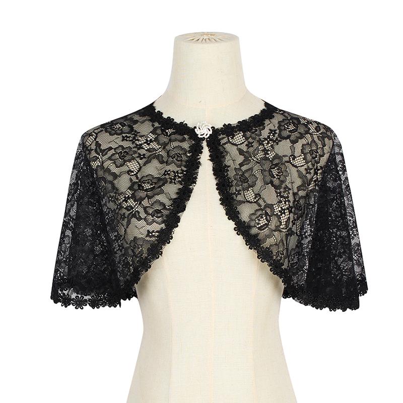 

1 шт. свадебное платье простота однотонный современный плащ мода ромбовидные пуговицы кружевная шаль солнцезащитный кардиган чёрный