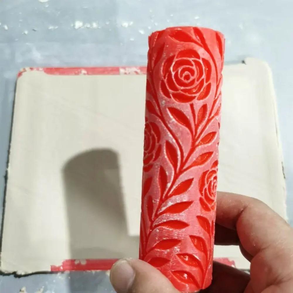 Daisy Flower Pattern Clay Roller Versatile Reliefs Tool Creative Embossed Rod Art Craft