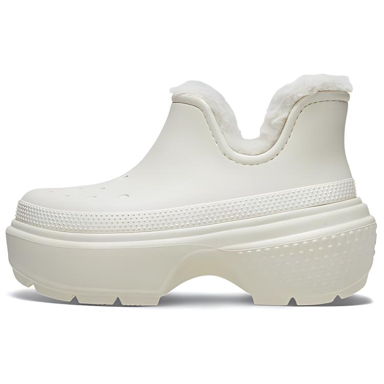 Crocs Stomp Simple Versatile Short Boots Unisex boots White 210673-0JI