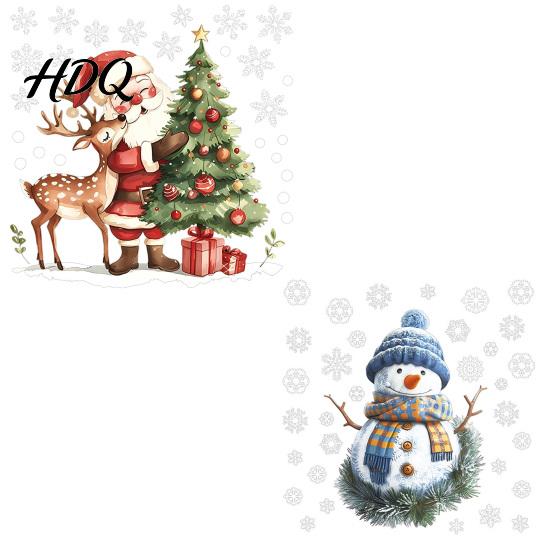 Moisture Proof Wall Decor for Classroom Christmas Santa Claus/Snowman Static Glass Stickers Removable Windows Clings PVC Waterproof Stickers Kitchen