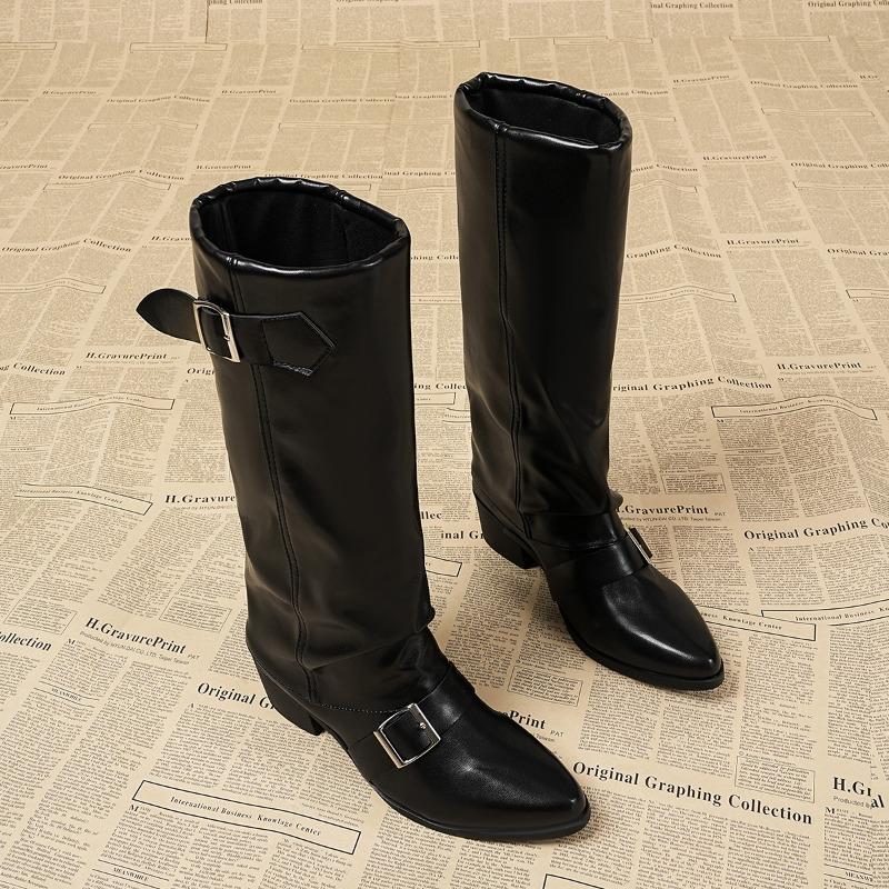 Fashion Trouser Leaf Boots Women's 2025 Autumn New Retro Fashion Versatile Skinny No Knee Plus Size Thin Boots