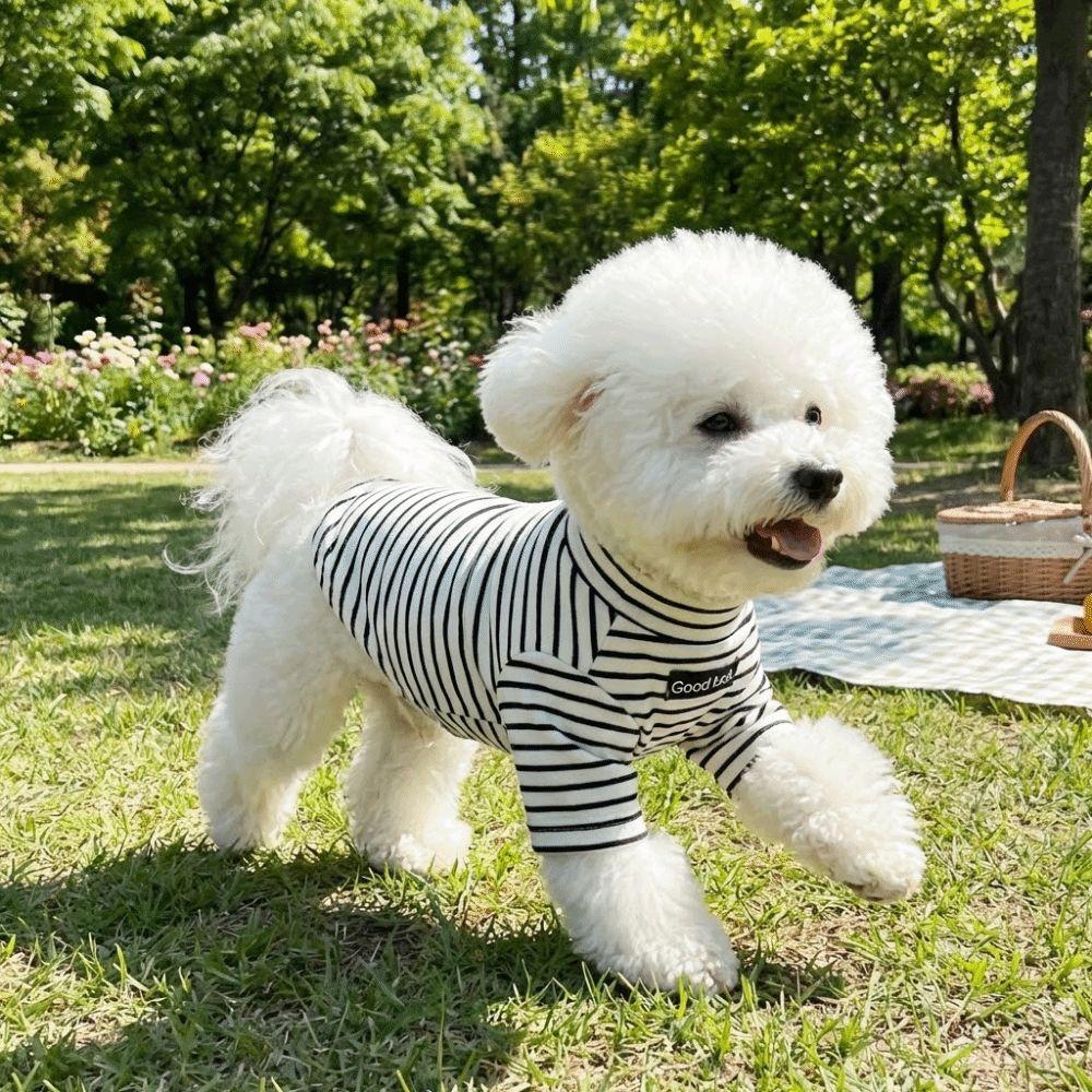 Soft Dog Thermal Shirt High Collar Striped Sweatshirt Pet Warm Sweater  Cold Weather