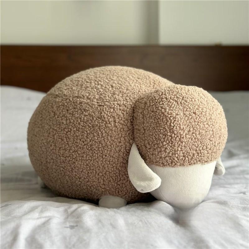 Cartoon Cute White And Brown Sheep Plush Doll Pillows For  Room And Sofa Decorat