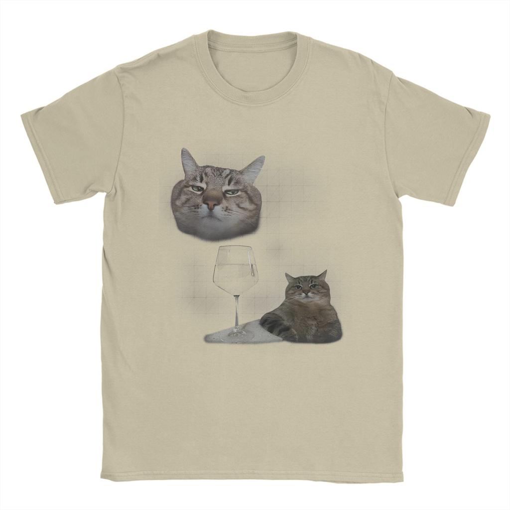 Funny Cat And Wine Art Cats Drinking Oddly Specific Meme Men's T Shirt  Tees Short Sleeve Crew Neck T-Shirts New Arrival Tops