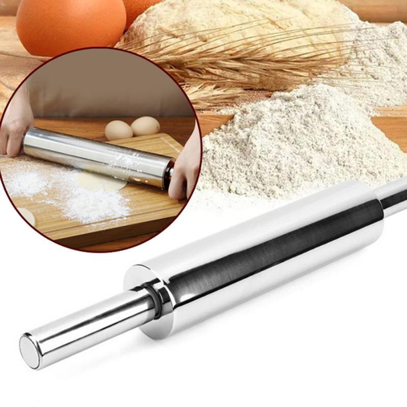 

Stainless Steel Rolling Pin Non-stick Pastry Dough Baking Kitchen Tool-Style D 30cm