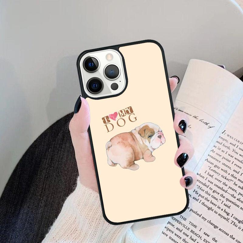 English Bulldog Mobile Phone Case Cover For iPhone 17 Air 15 16 16e 13 14 12 11 Pro Max Coque For Apple Plus Fundas