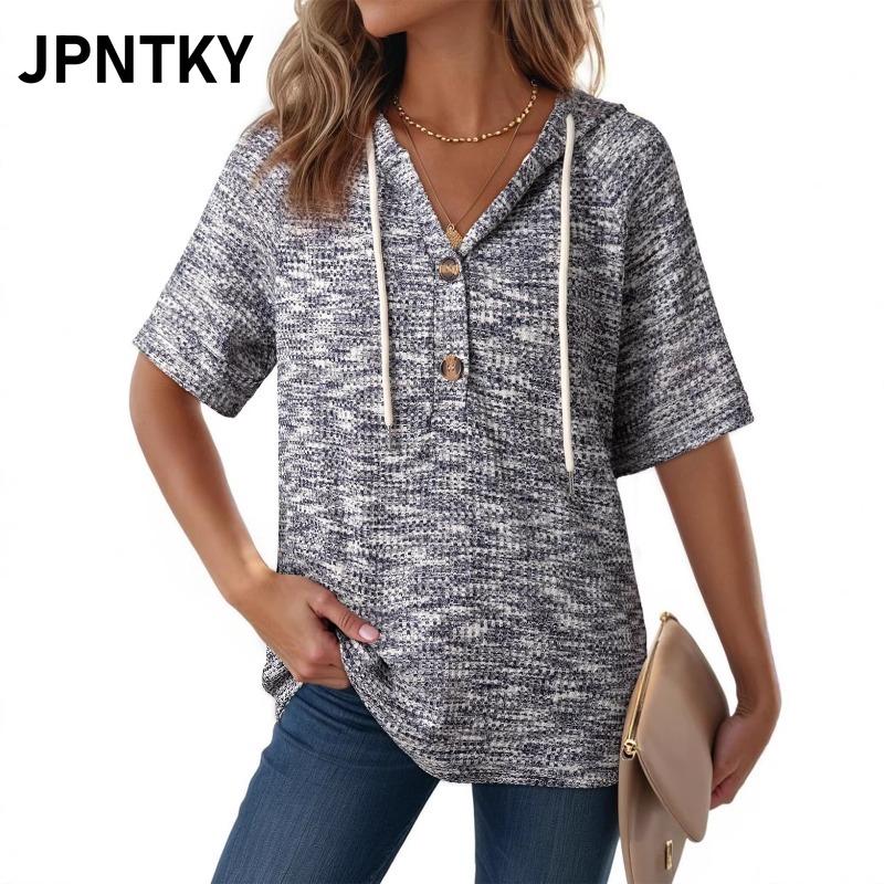 JPNTKY Women's Fashion Casual Short Sleeve Blouses & Shirts