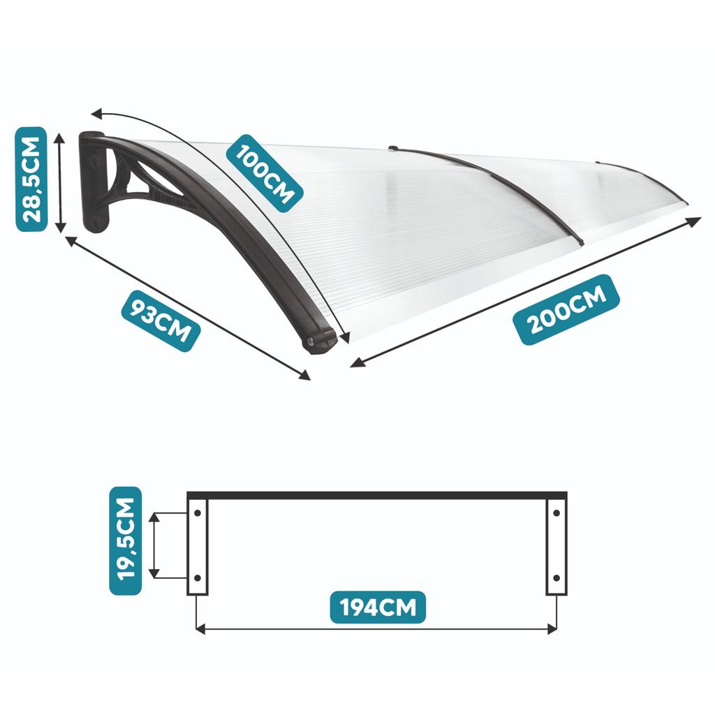 Canopy Over the Entrance Door, Polycarbonate Roof for Balcony, Window 200x100 GoGarden
