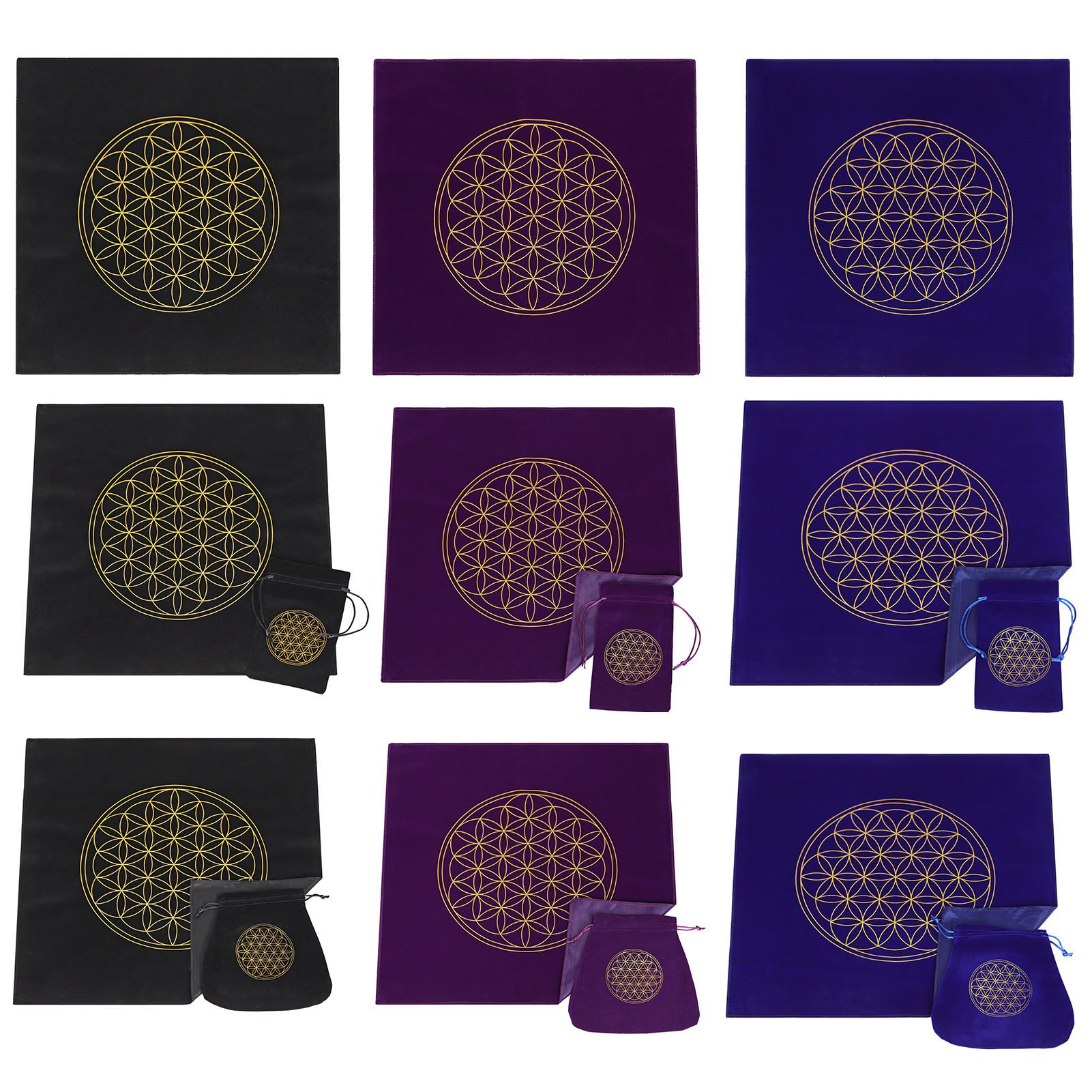 

Алтарная ткань с картами Таро-Цветок Жизни, хрустальная решетка, скатерть Таро с сумкой для карт Таро, Po