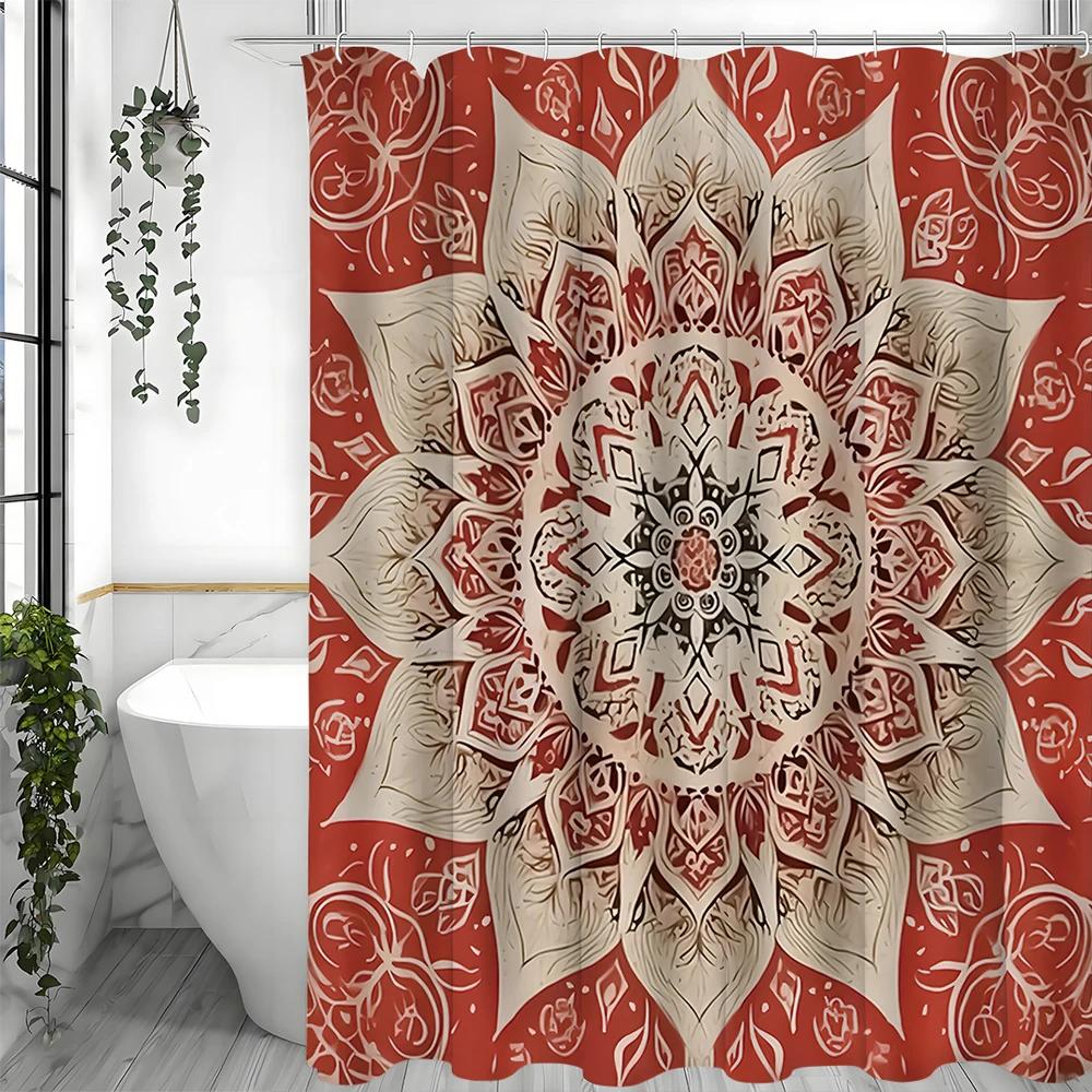 Kaleidoscope Pattern Shower Curtain, Bathroom Decorative Shower Curtain, Waterproof Shower Curtain with Hooks