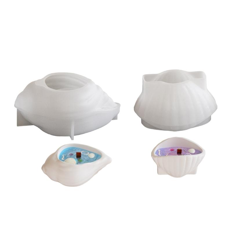 Conch Form Silikonbricka för Epoxiharts Kaster Havssnigel Smyckestallrik Ljusstake Konst Hantverk Heminredning