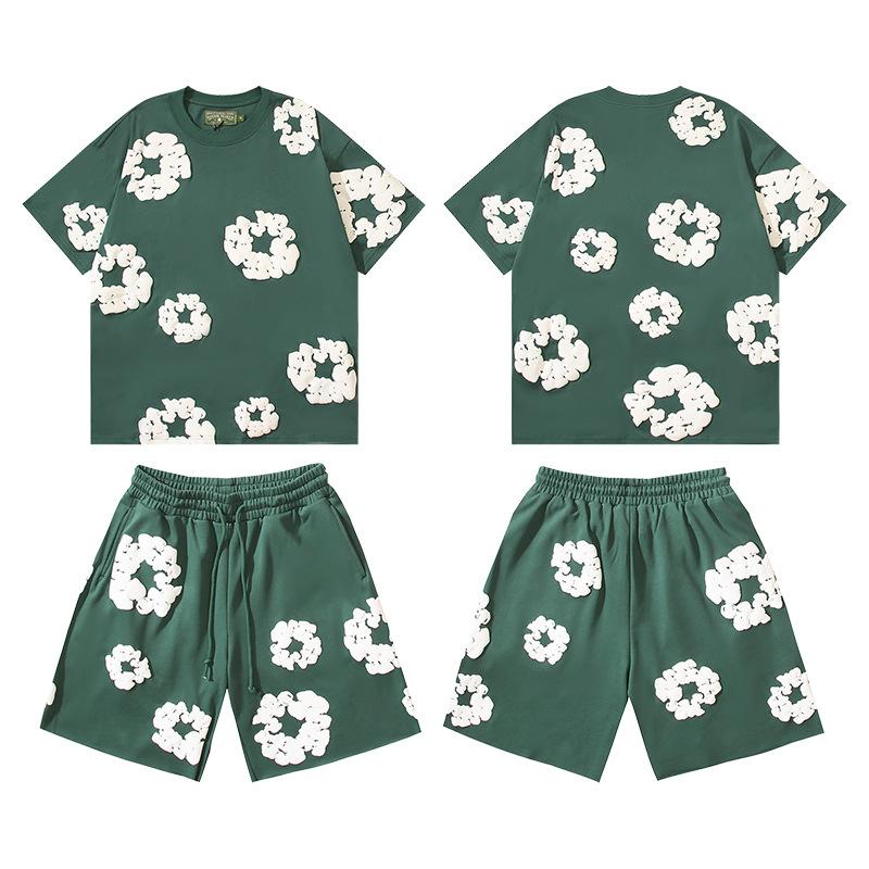 3D Foam-printed Short-sleeved Set, American-style Casual Sportswear for Couples