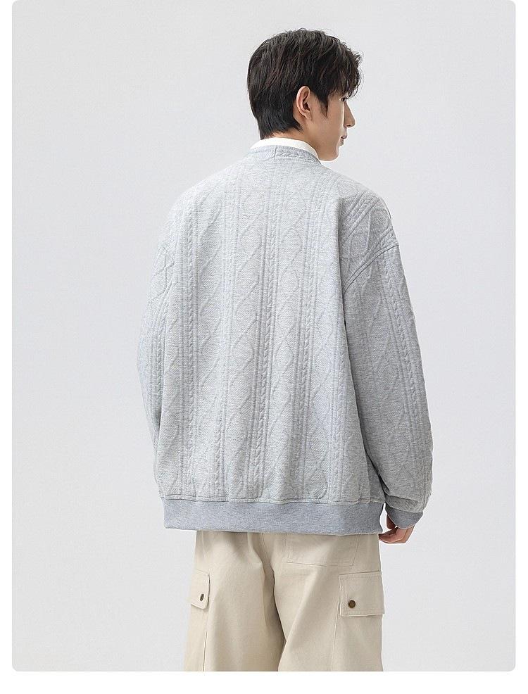 Men's Oversize V-Neck Korean Style Hoodie Cardigan - Casual Plus Size Trendy