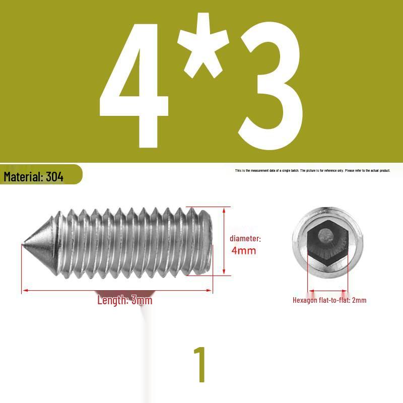 12.9 Edelstahl 304 Innensechskant Kegelspitze Gewindestift M2/M3