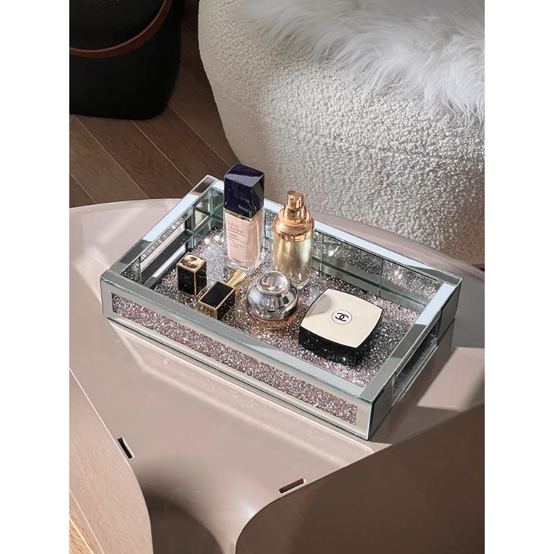 Cosmetic Storage Box Desktop Skin Care Product Dressing Table Perfume Tray Entrance Key Storage Rack Diamond-encrusted