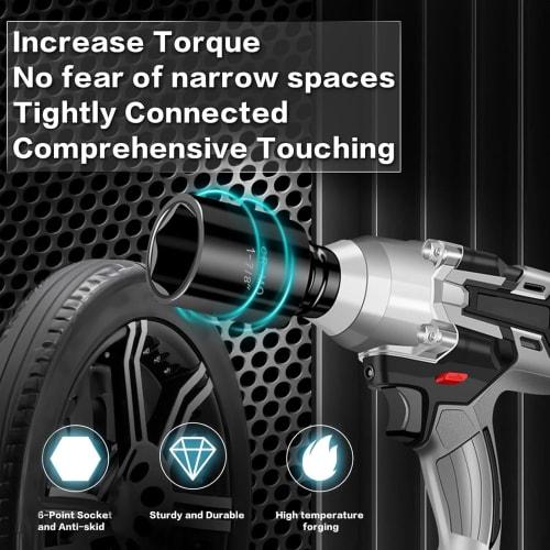 Deep Socket Set, Metric Deep Socket Set, Impact Socket Set, 6-Point Design, 27mm-41mm, 10-Piece Set, Hex Socket Set with Storage Case