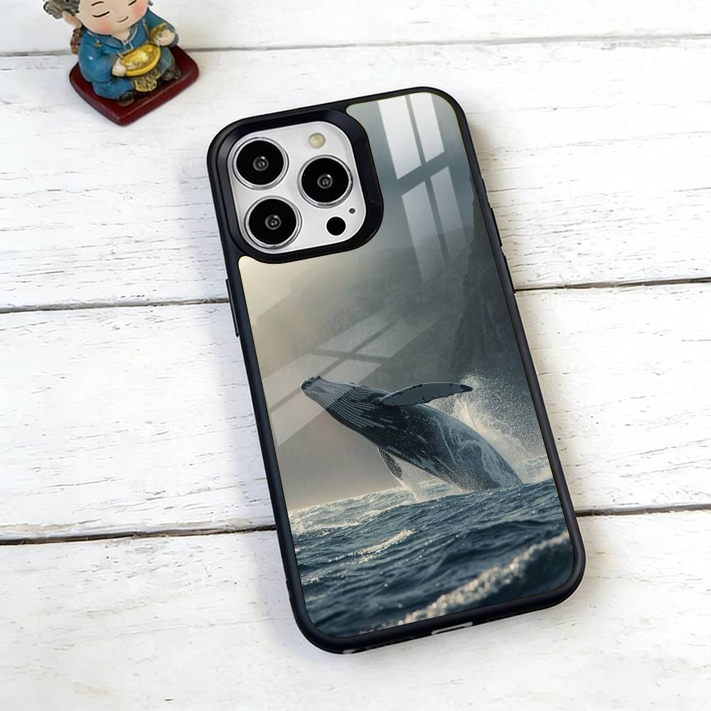 Ocean Blue Whale Phone Case For iPhone17,16,15,14,13,12,11 Plus,Pro Magnetic with Magsafe Wireless Charging
